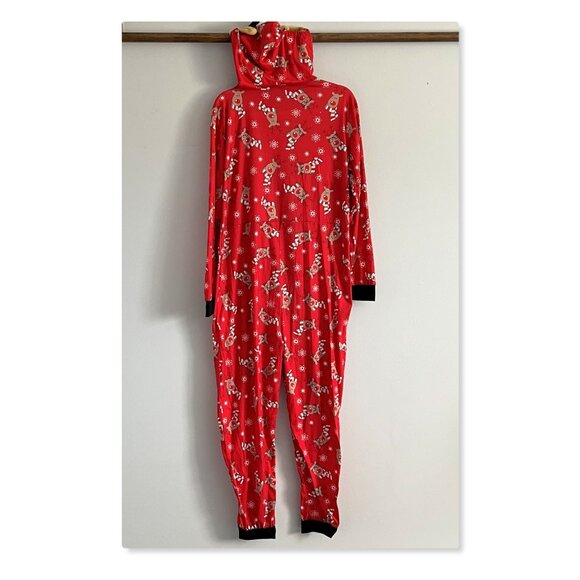 Matching Family Pajamas Reindeer Antler Zipper Onesie RED SZ M / DAD - Picture 8 of 12